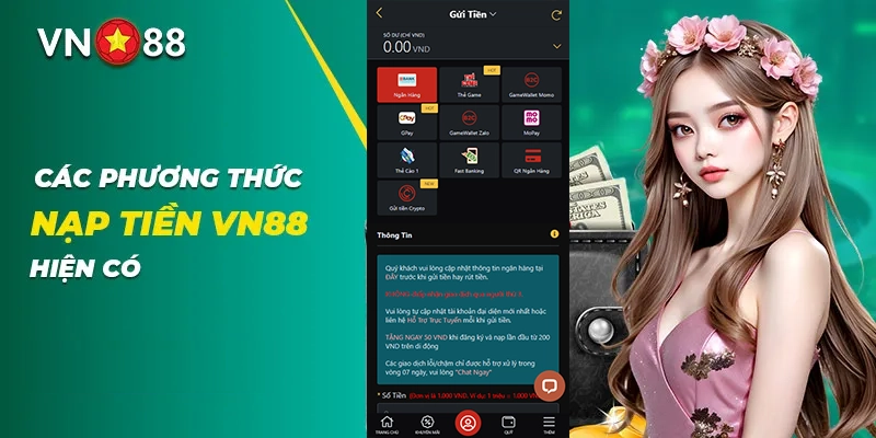 Các phương thức nạp tiền Vn88